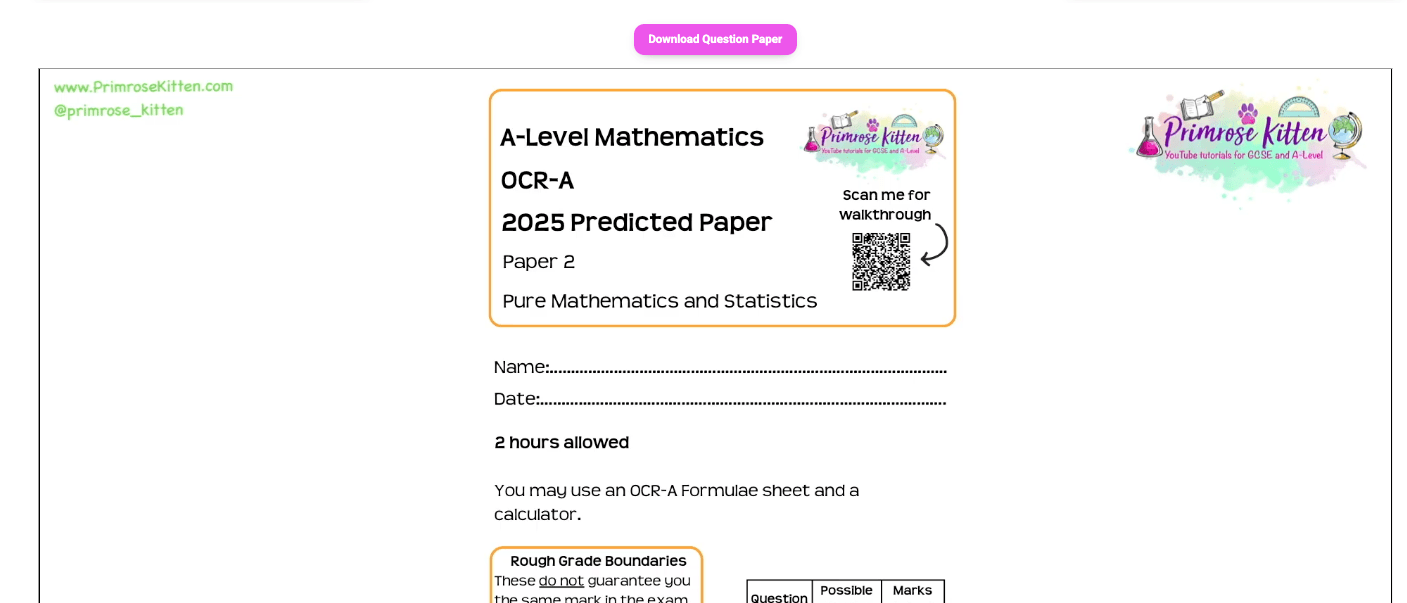 A - Level Maths | Full Revision Course - Primrose Kitten