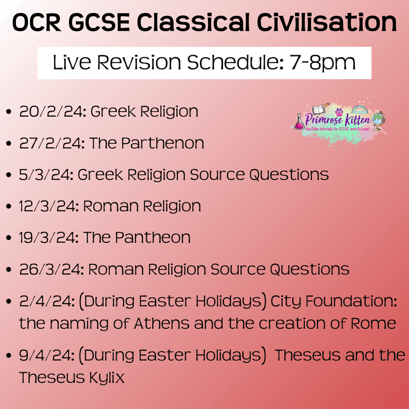 OCR GCSE Classical Civilisation Exam Masterclass - Primrose Kitten