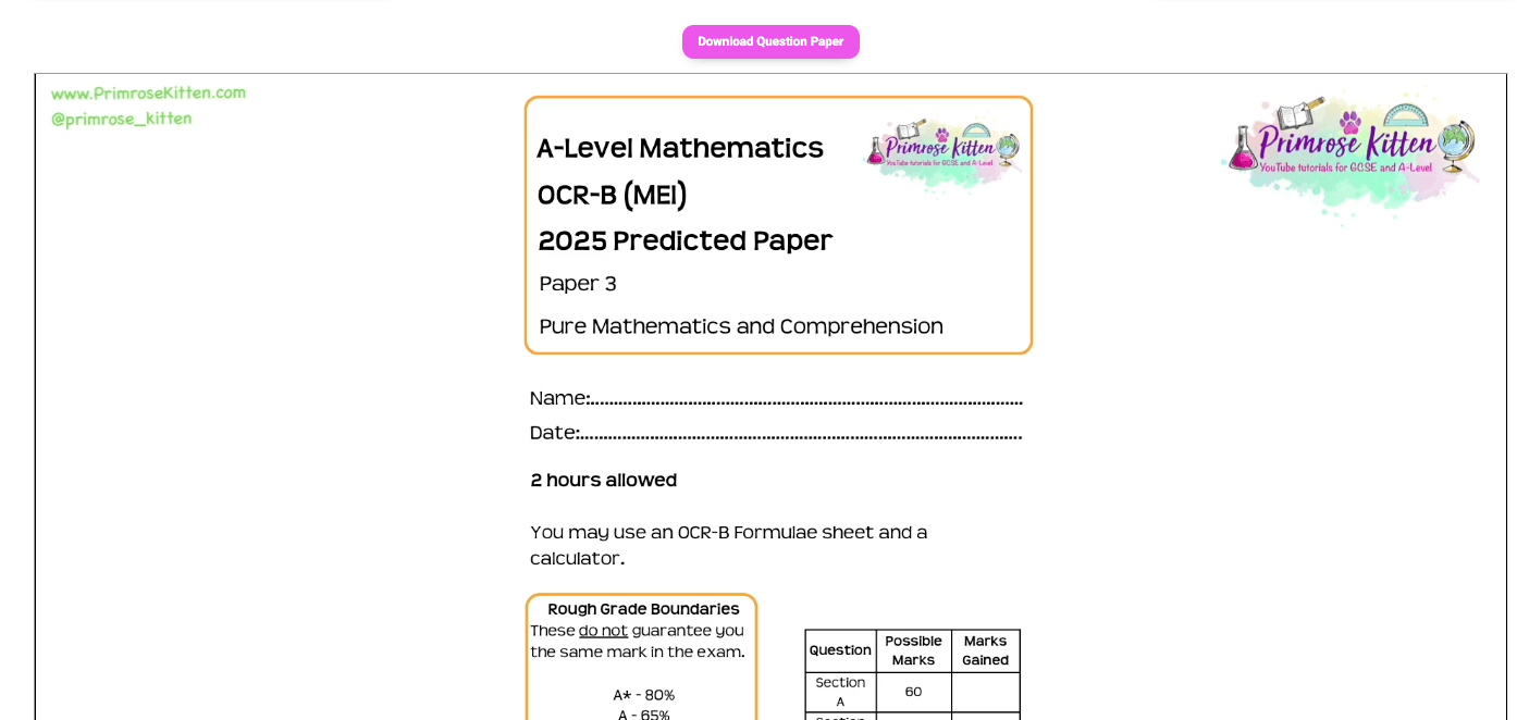 A - Level Maths | Full Revision Course - Primrose Kitten