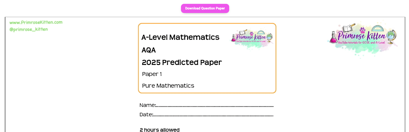 A - Level Maths | Full Revision Course - Primrose Kitten