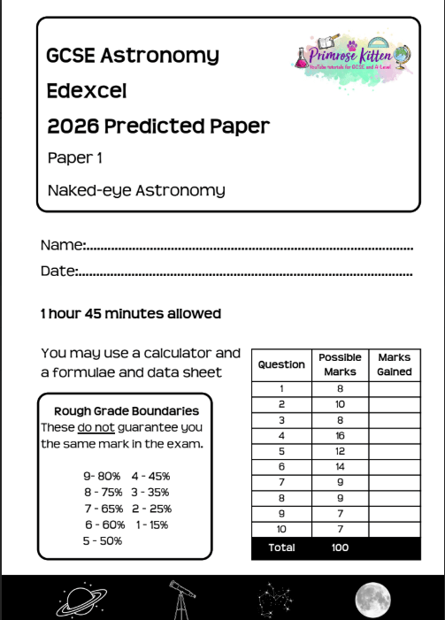 GCSE Astronomy | Predicted Papers - Primrose Kitten