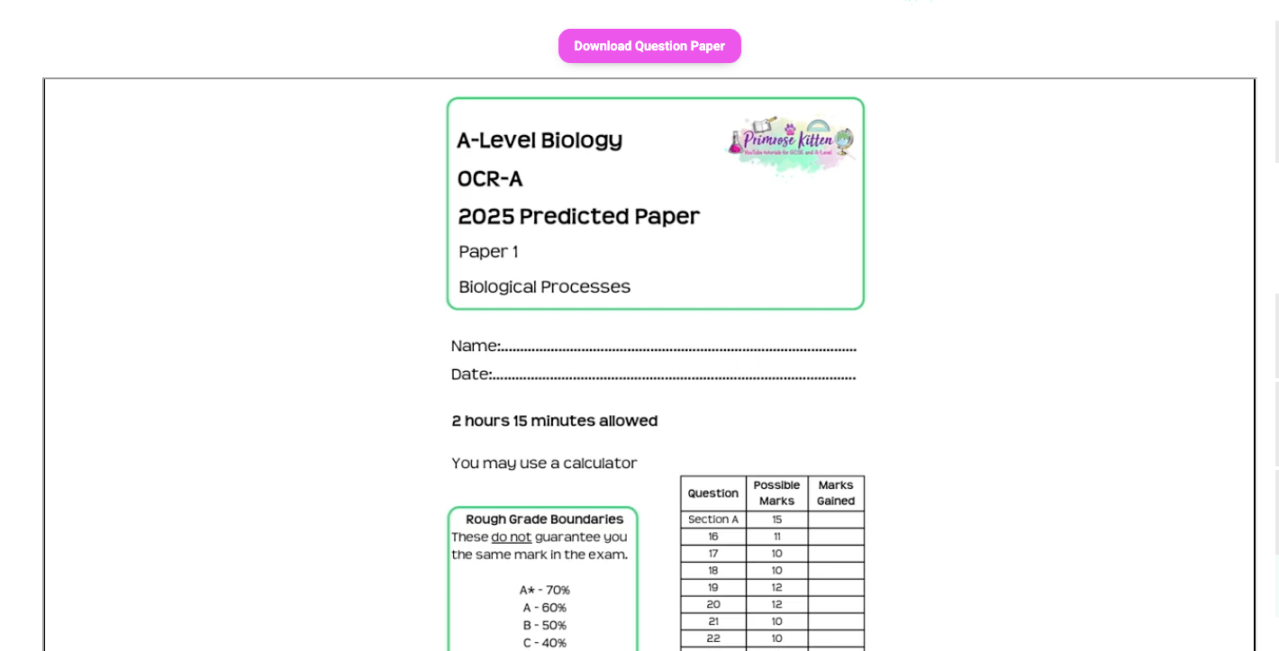 OCR - A A - Level Biology | Full Revision Course - Primrose Kitten