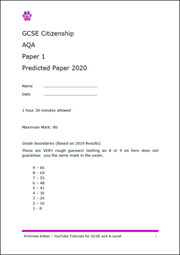 GCSE Citizenship predicted papers