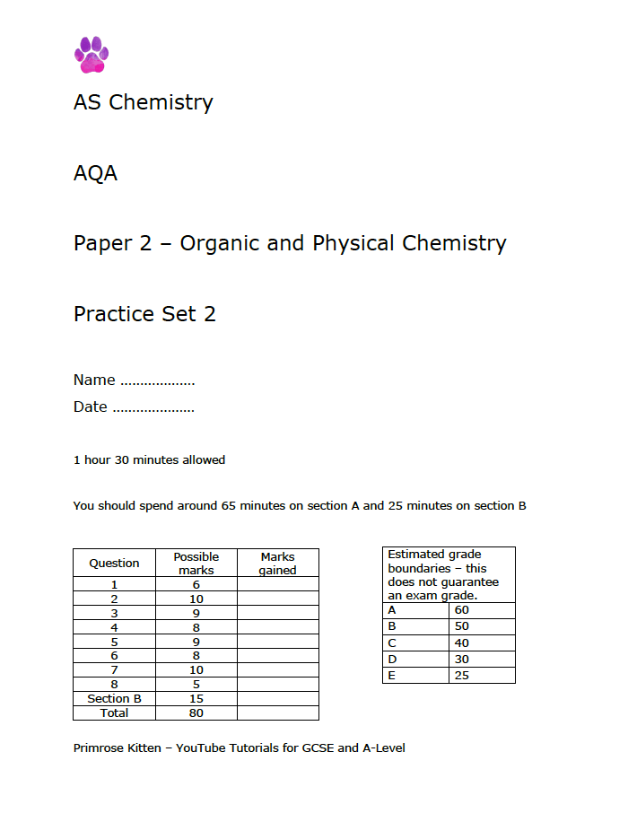 A-Level Chemistry Predicted Papers