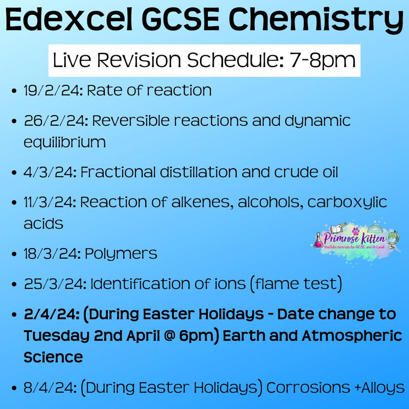 Edexcel GCSE Chemistry Exam Masterclass - Primrose Kitten