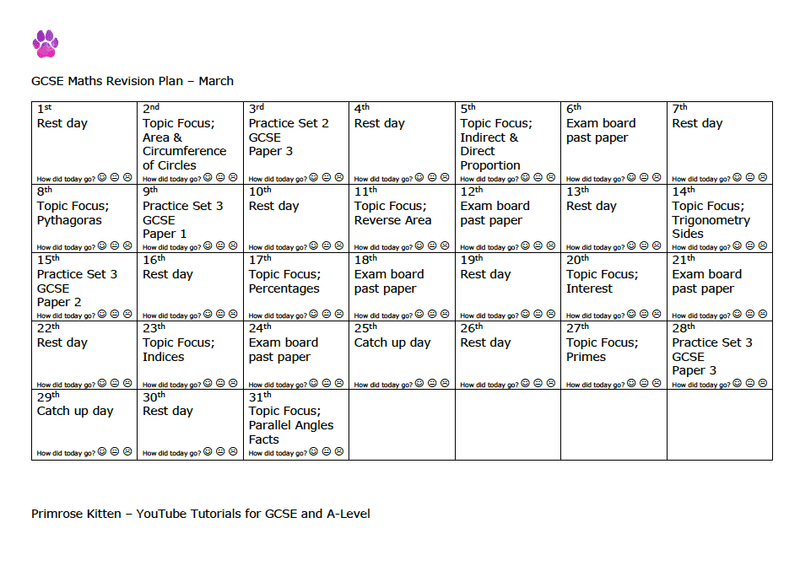 GCSE Maths revision plan