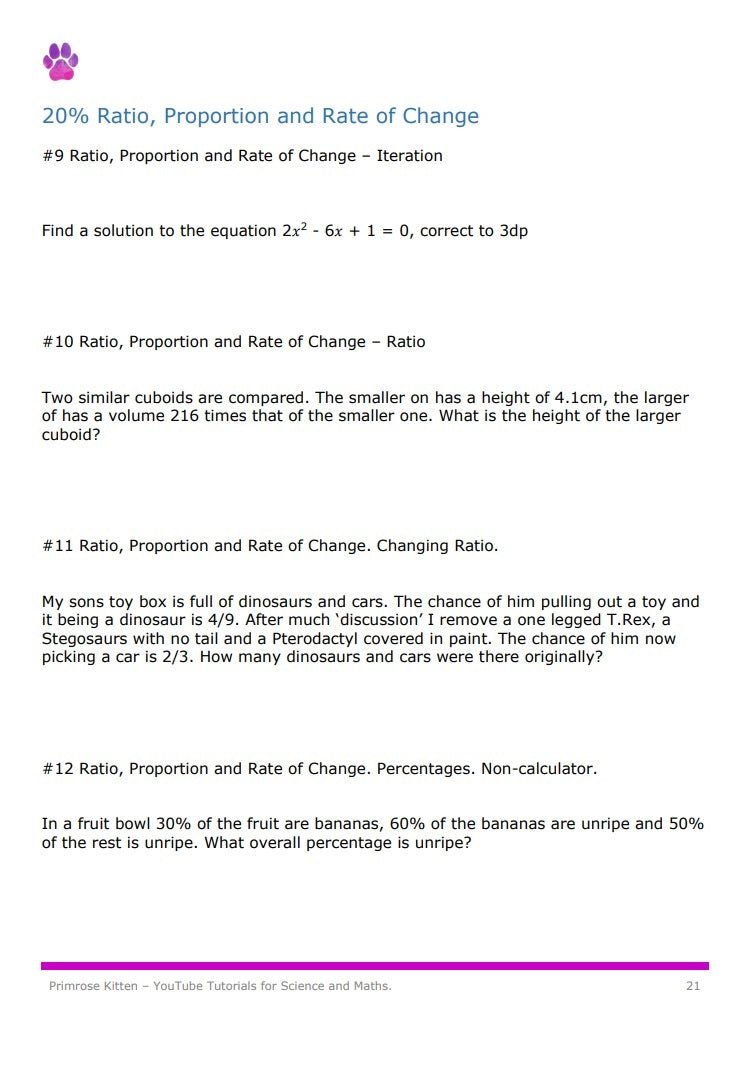 Maths GCSE Grade 7, 8 and 9 Booster Revision Questions